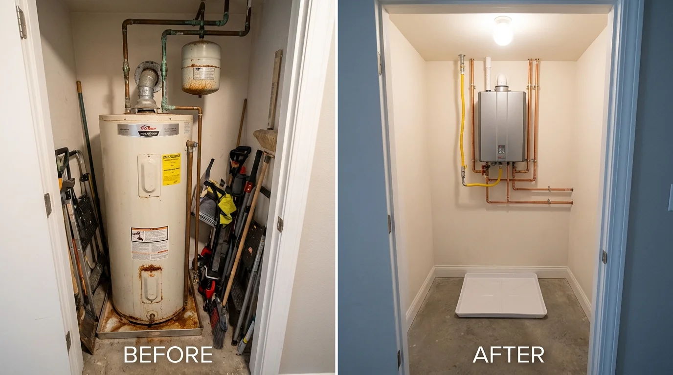 Tank water heater versus wall-mounted tankless unit comparison for Oxford, AL homeowners